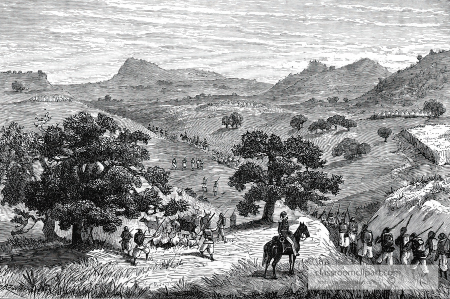 traveling throught the african countryside historical illustrati