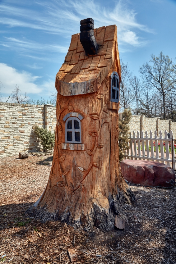 tree trunk turned into art at the Ward Meade Historic Site and B