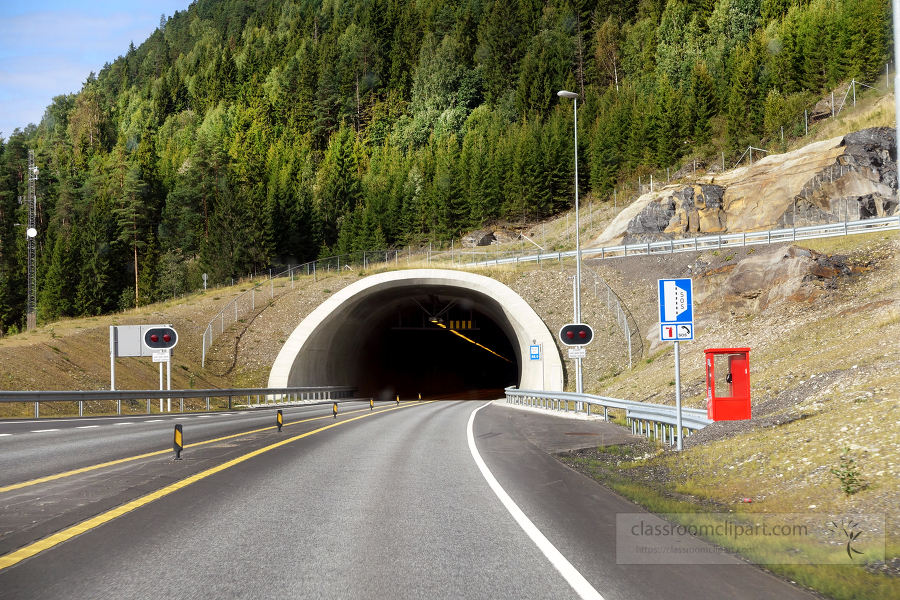 tunnel cut into mountains in norway