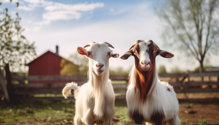 two cute goats on a farm