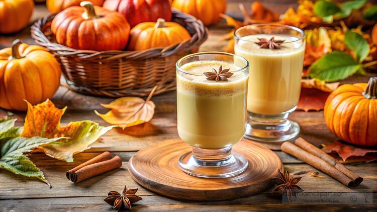 Two pumpkin spice lattes garnished with star anise