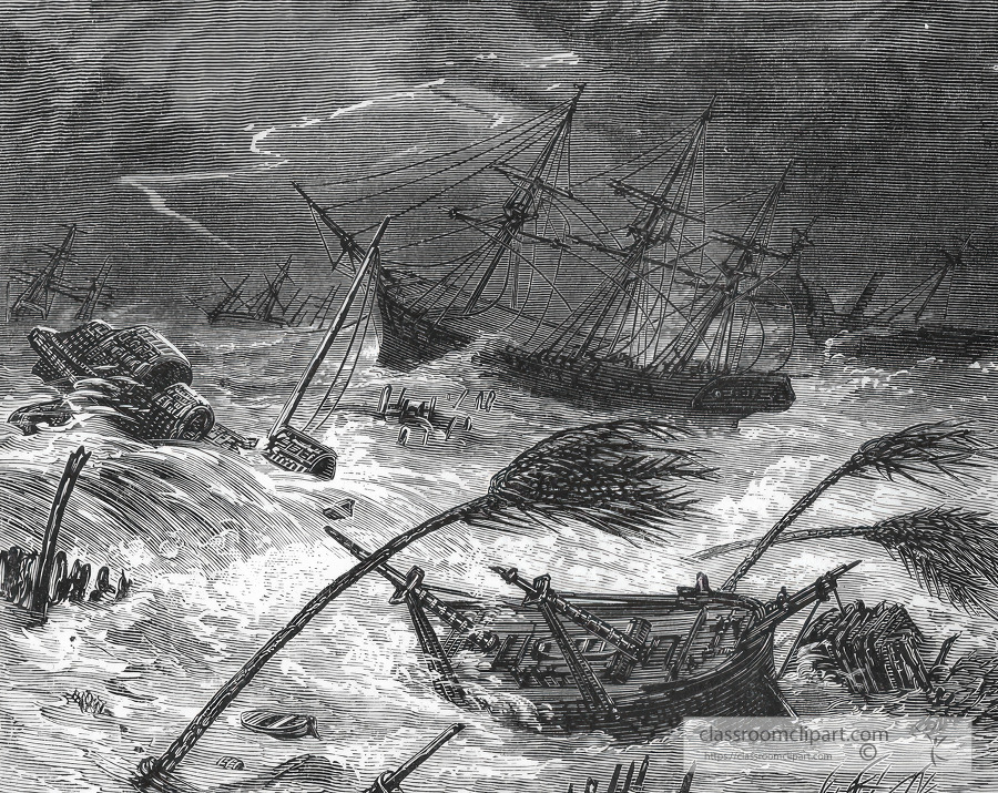 typhoon historical illustration of japan
