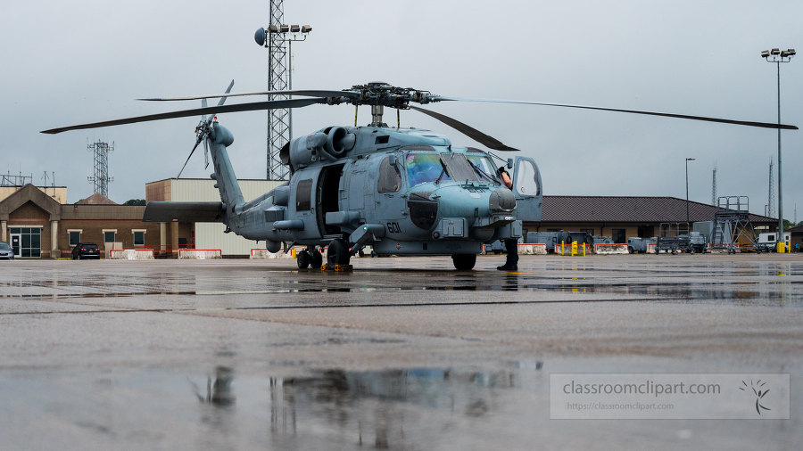 U S  Navy MH 60 Seahawk awaits takeoff