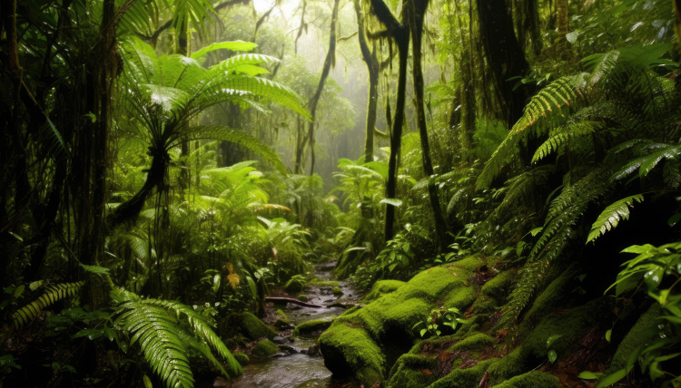 vibrant and thriving rainforest ecosystem