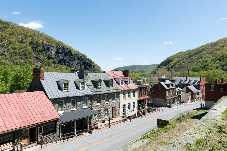 View of Harpers Ferry West Virginia from the heights overlooking