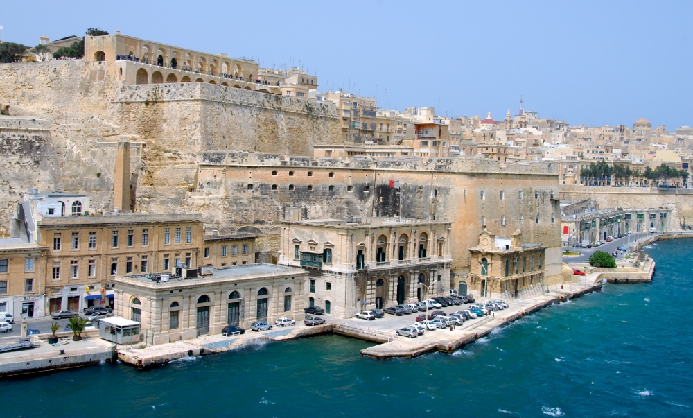 View of the Coast of Valletta Malta architectural details