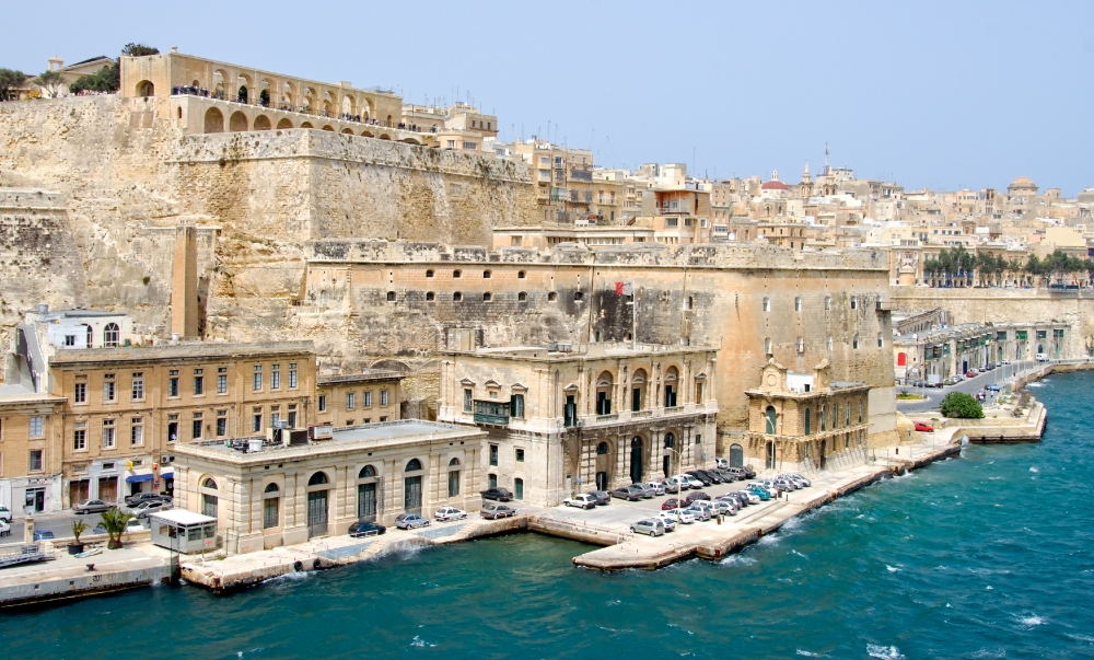 View of the Coast of Valletta Malta architectural details