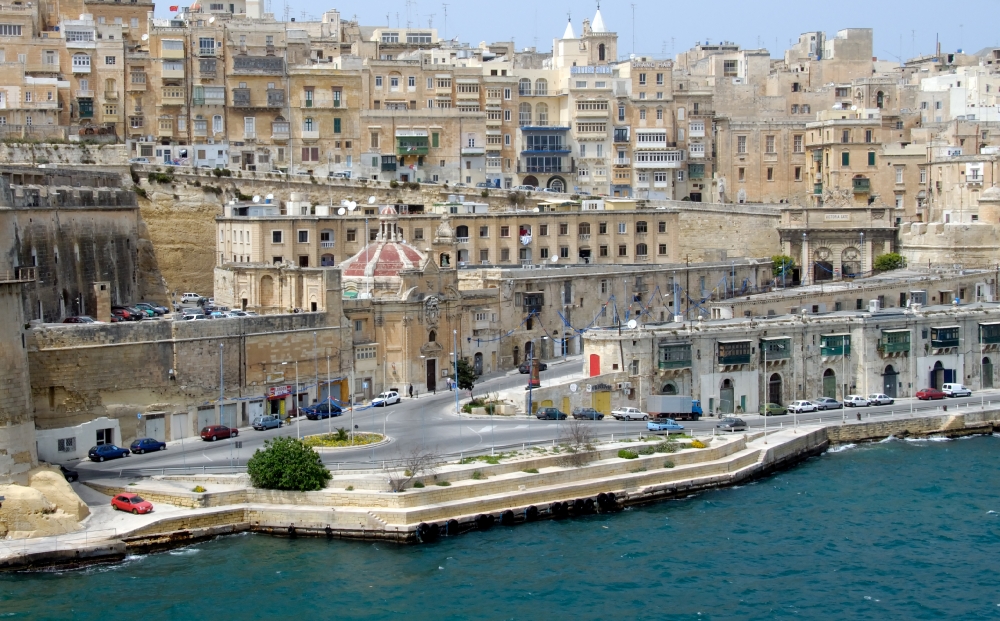 View of the Coast of Valletta Malta architectural details