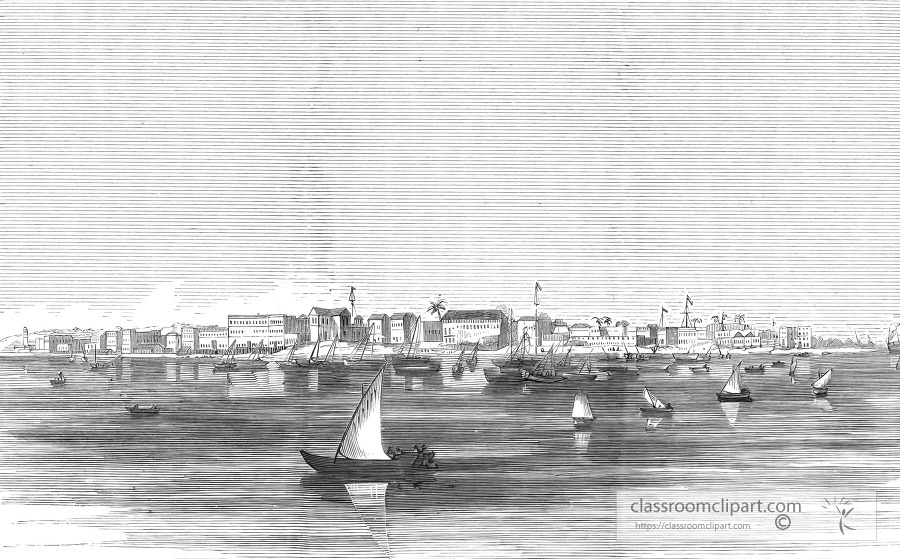 view of zanzibar from the sea historical illustration africa