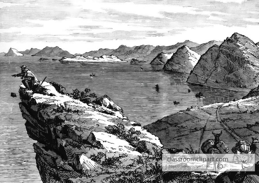 view on lake titicaca historical illustration