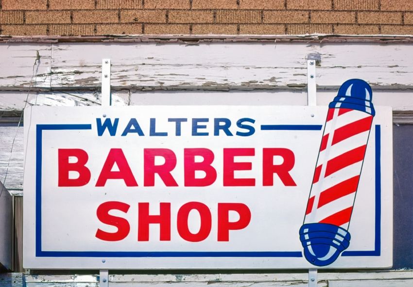Walters Barber Shop sign Laurel Street Garden City Kansas 1979 c