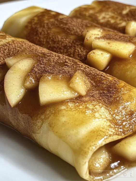 Warm homemade crepes filled with tender apples