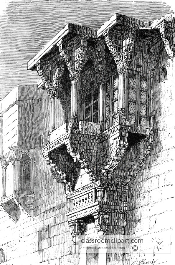 window in benares india historical illustration