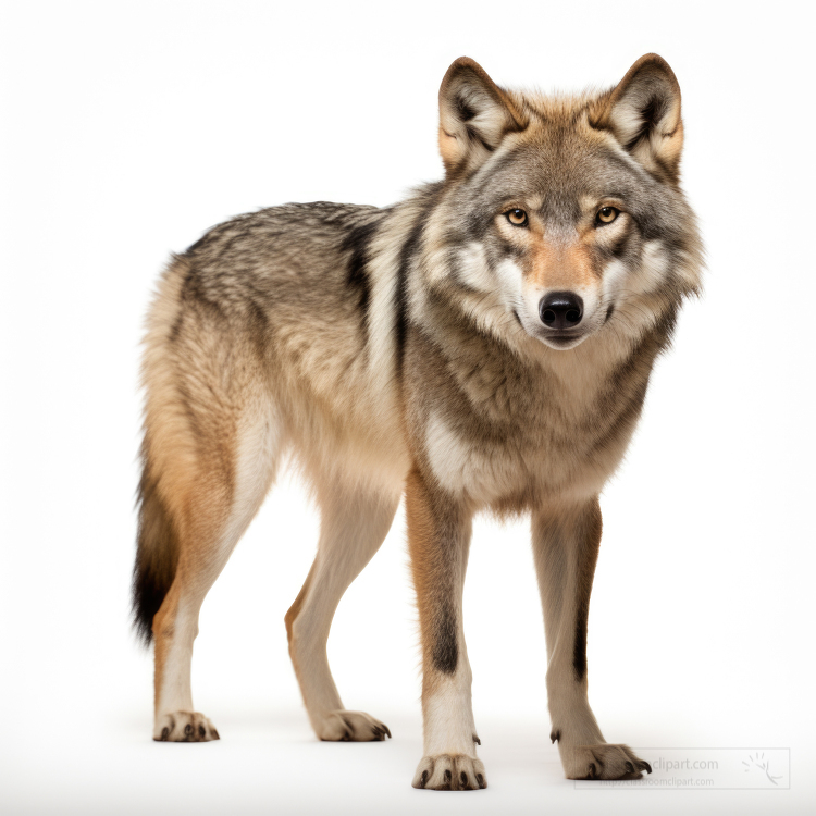 Wolf standing isolated on white background