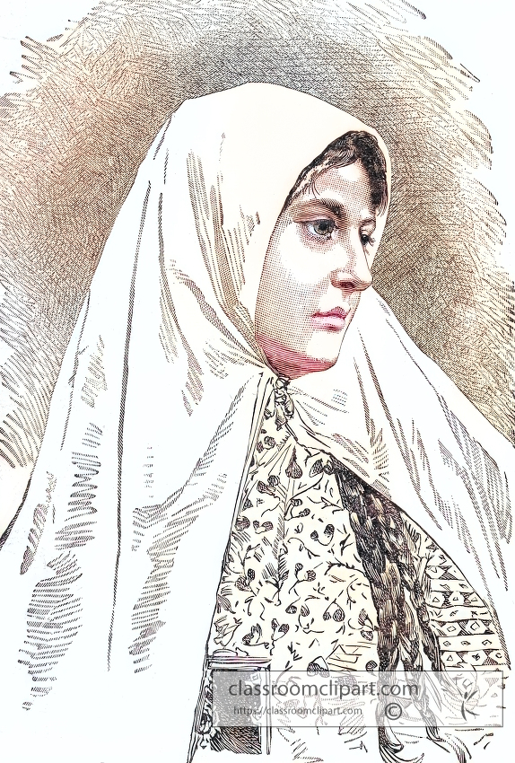 Woman from Ispahan colorized historical illustration