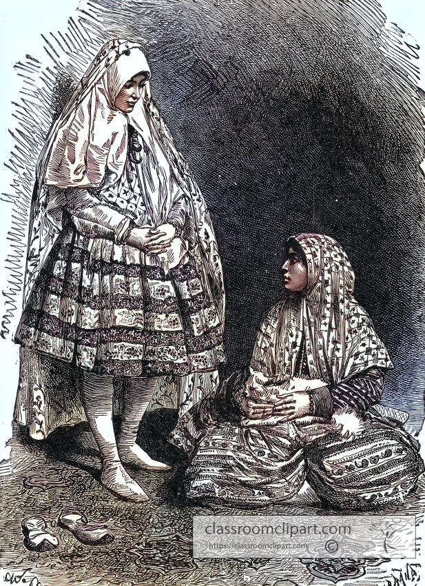 Women of Chiraz colorized historical illustration