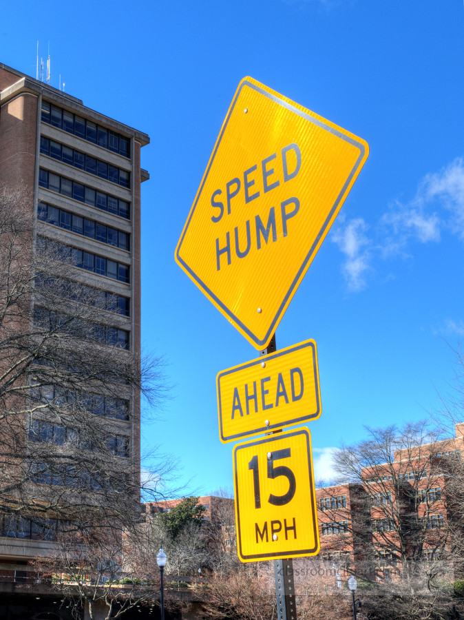yellow speed bump speed sign univerity tennessee knoxville