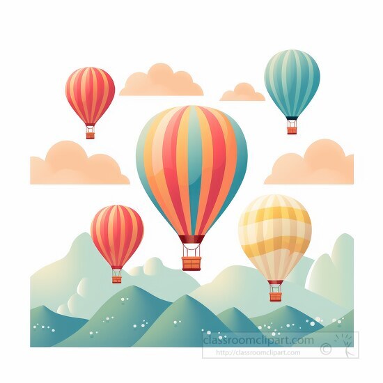 picturesque hot air balloons soaring over a tranquil rolling countryside