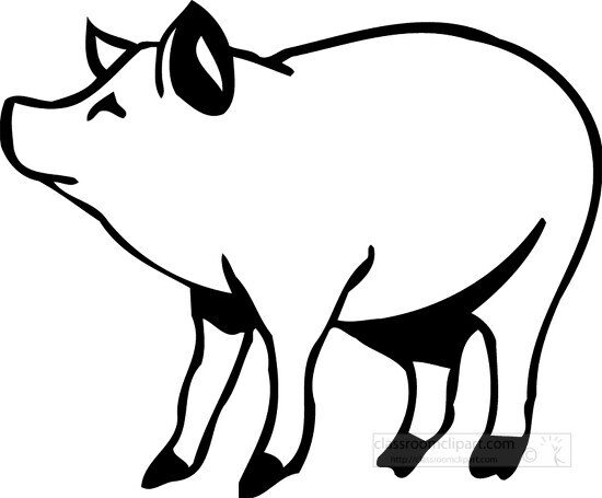 pig side view outline cutout printable clip art