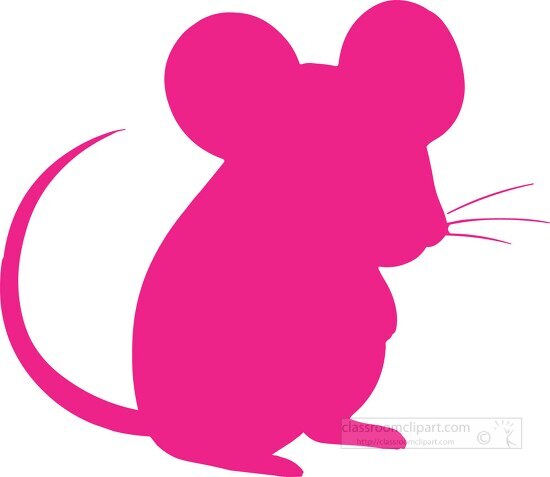 pink mouse silhouette on a white background clip art