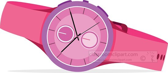 pink watch with rubber band sports watch for girls clipart
