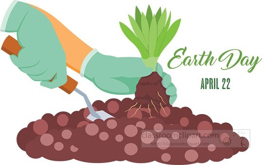 planting small plant in gardening celebrate earth day clipart