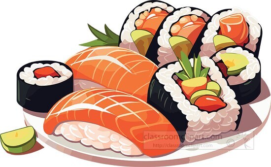Cultural Food Clipart-plate of sushi clip art