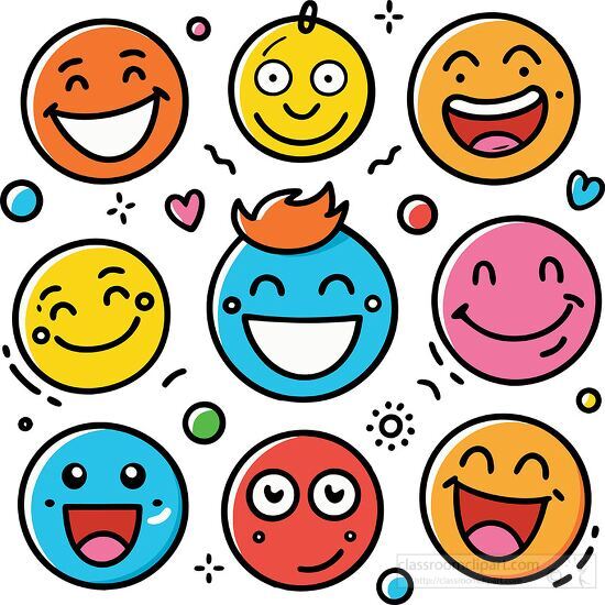 playful assortment of happy faces in cheerful expressions