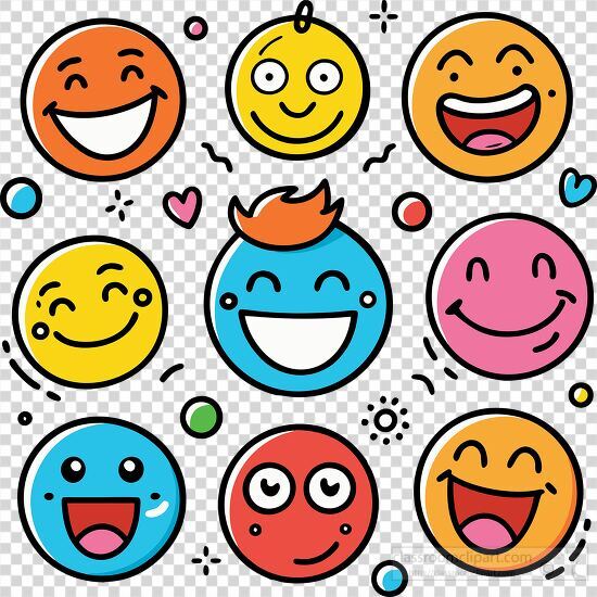 playful assortment of happy faces in cheerful expressions