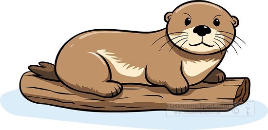 playful otter character resting on a log