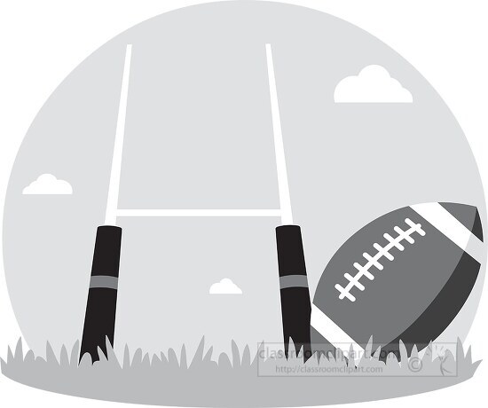 playing rugby ball is shown at at the goal line  gray color clip