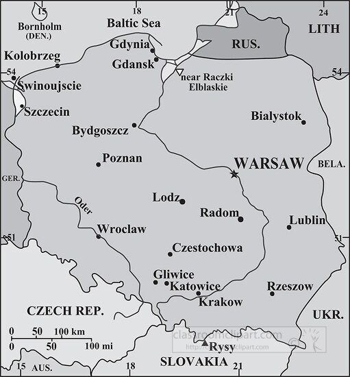 Poland country map gray color