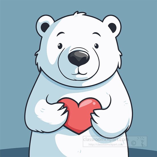 polar bear character showing love with a heart