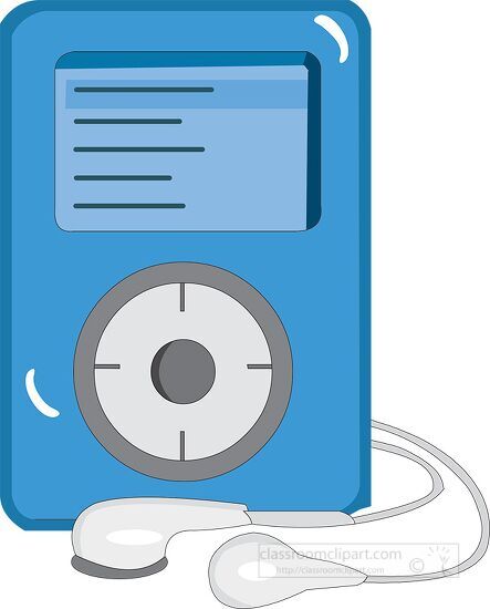 portable mp3 music player with wired headphones clipart