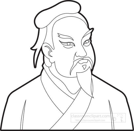 portrait confucius ancient chinese philosopher printable outline