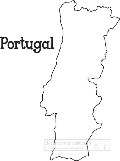 portugal black outline map