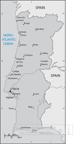 Portugal country map gray color