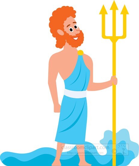 poseidon ancient greek god holds trident in his hands clipart