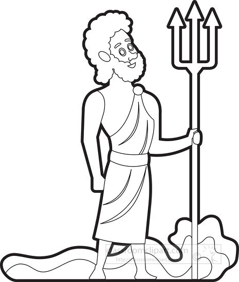 poseidon ancient greek god holds trident in his hands printable 