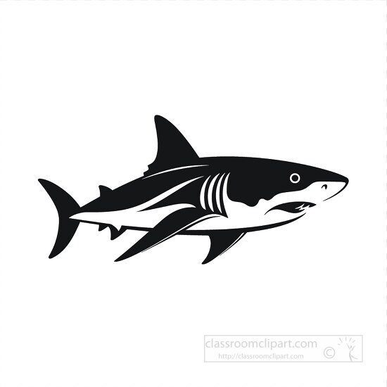 predatory shark icon in a stark black silhouette
