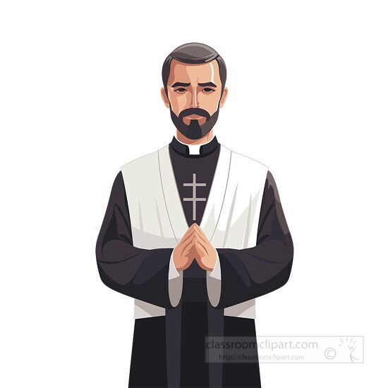 priest wearing clerical collar praying clip art