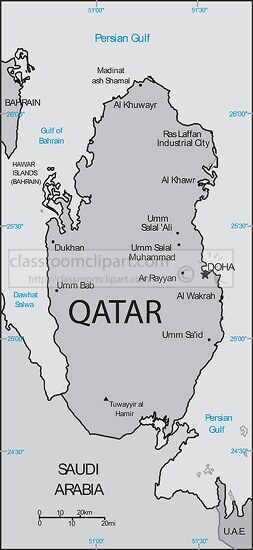 Qatar country map gray color