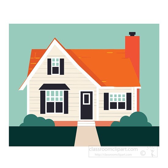 quaint suburban home with a vibrant orange shingle roof and a co
