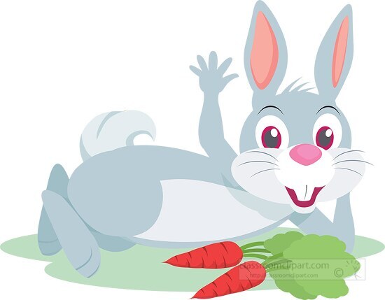 rabbit character sleeping with big carrot waving clipart
