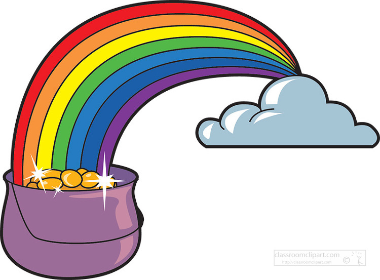 rainbow over a pot of gold st patricks day clipart