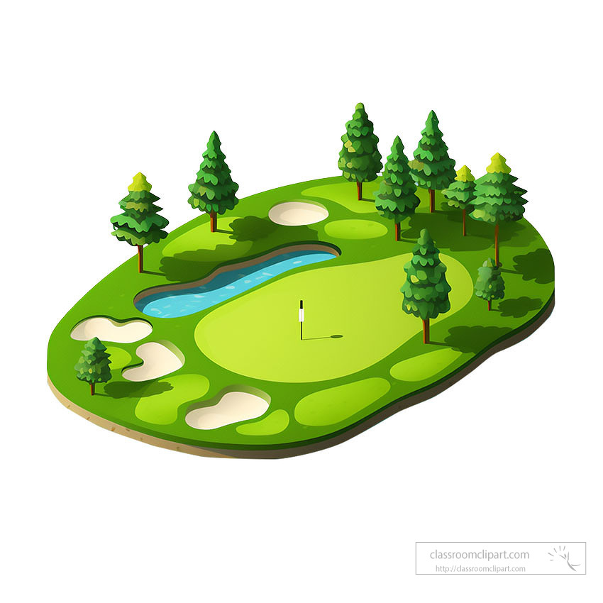 realistic 3D perspective of a golf course