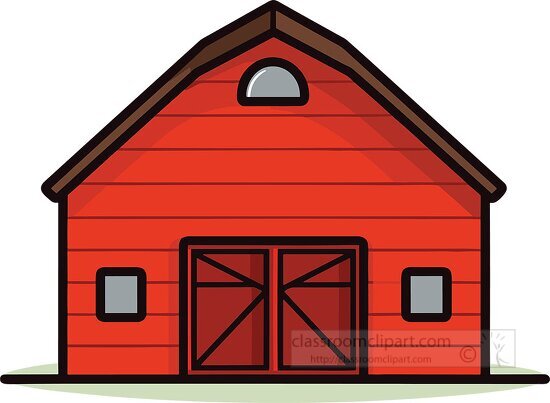 red agriculture farm barn with double doors clip art