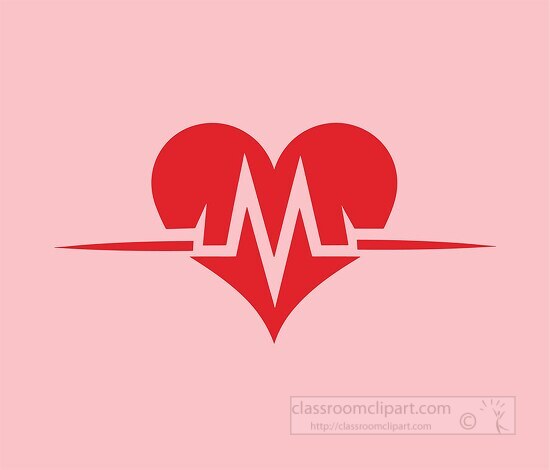 red and white cardiology symbol depicting a heart with a heartbe