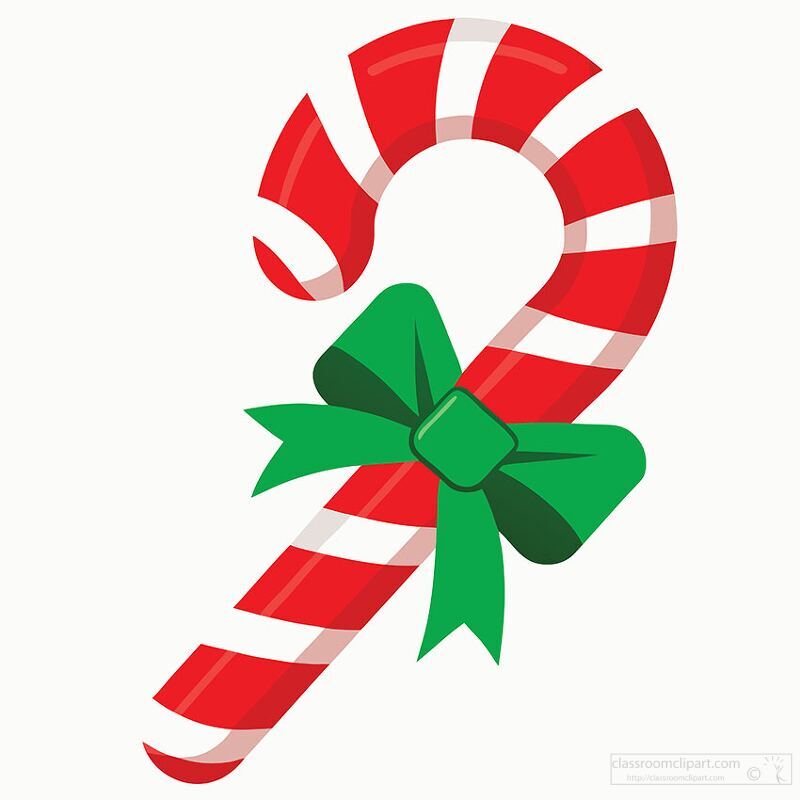 red and white christmas candy cane with a green bow