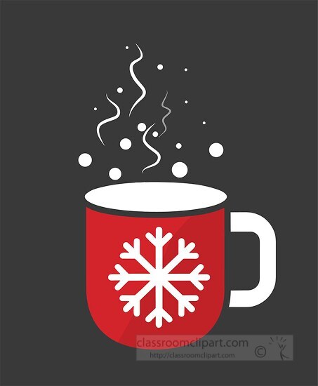 red coffee mug with a white snowflake